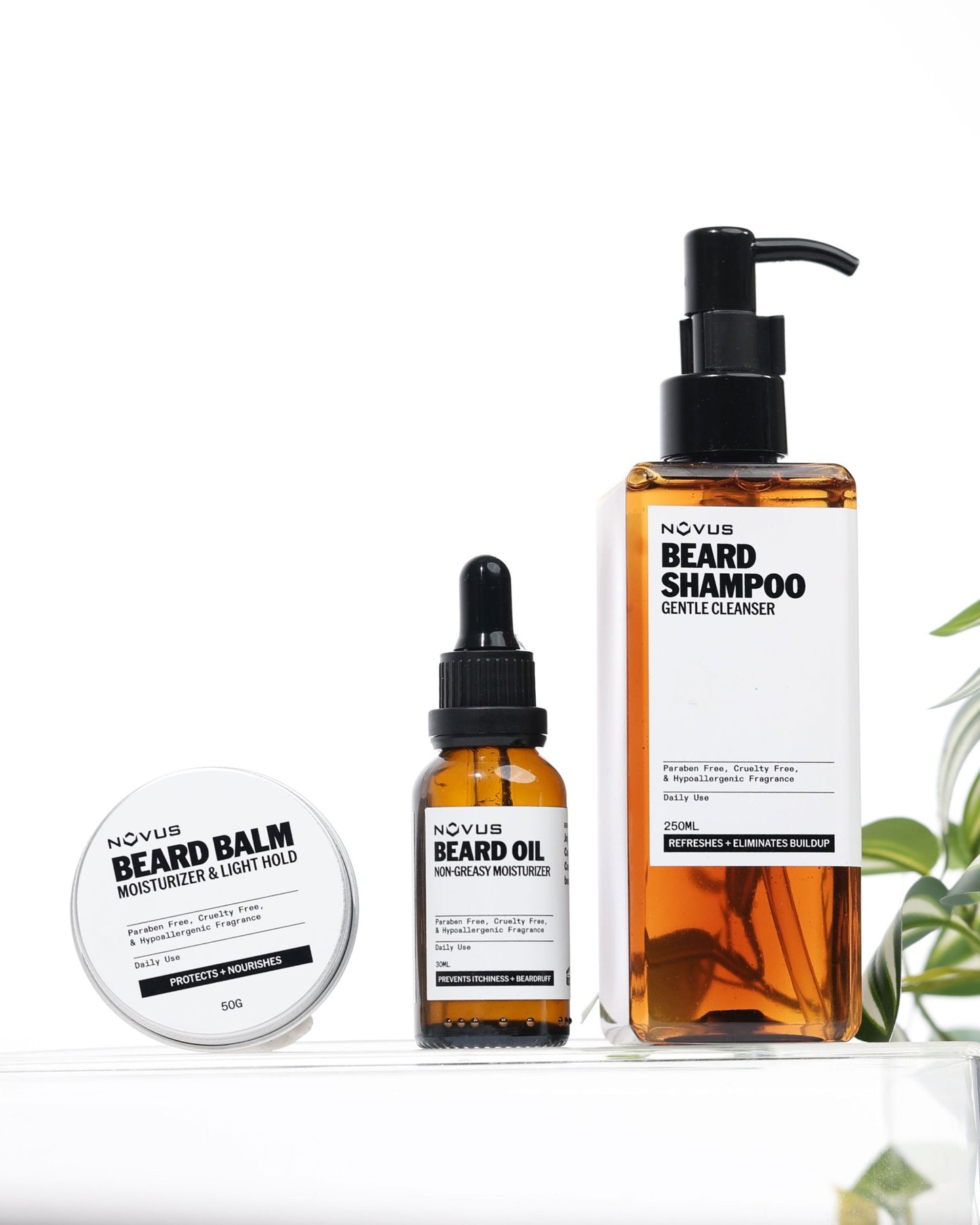 Beard grooming set - Beard shampoo - Beard oil - Beard balm